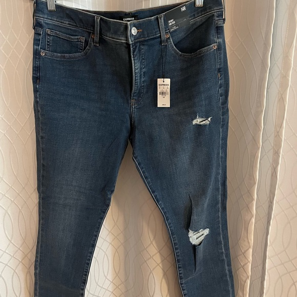 Express skinny mid rise 4 way hyper stretch jeans SZ 14R - Picture 2 of 11